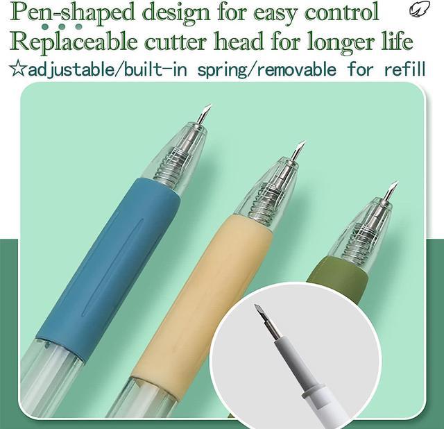 Knife Pen Craft Cutting Tools - Precision Paper Cutter Pen with Refillable  Tungsten Steel Cutter Head Refill, 6 PACK 