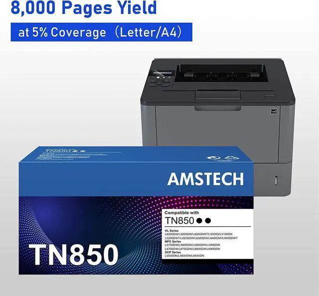 Alt view image 3 of 6 - TN850 TN 850 TN-850 High Yield Toner Cartridge 2 Pack Compatible Replacement for Brother TN850 TN820 HL-L6200DW MFC-L5850DW MFC-L5700DW L5900DW HL-L5200DW MFC-L5900DW MFC-L6800DW Printer Black