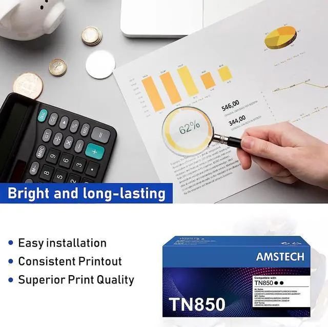 Alt view image 6 of 6 - TN850 TN 850 TN-850 High Yield Toner Cartridge 2 Pack Compatible Replacement for Brother TN850 TN820 HL-L6200DW MFC-L5850DW MFC-L5700DW L5900DW HL-L5200DW MFC-L5900DW MFC-L6800DW Printer Black