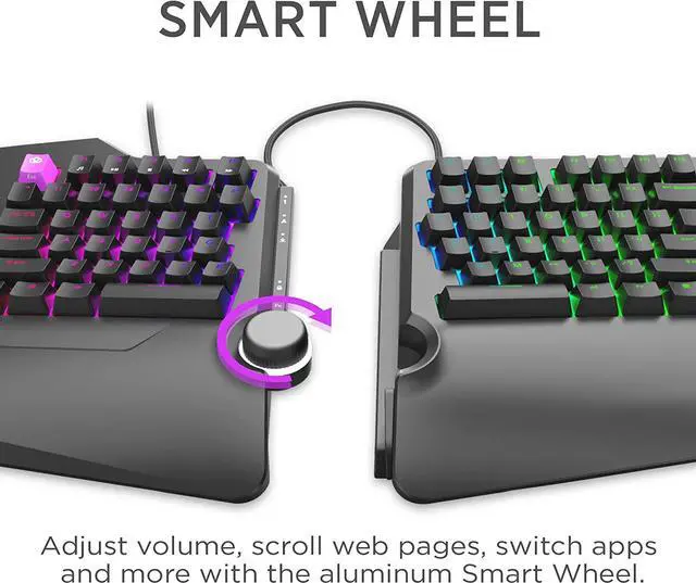Alt view image 4 of 7 - Cloud Nine C989 Ergonomic Mechanical Keyboard for PC - Kailh Linear Red Switches - RGB Light Up LED Backlit with USB - Ergo Split Key Board with Macro