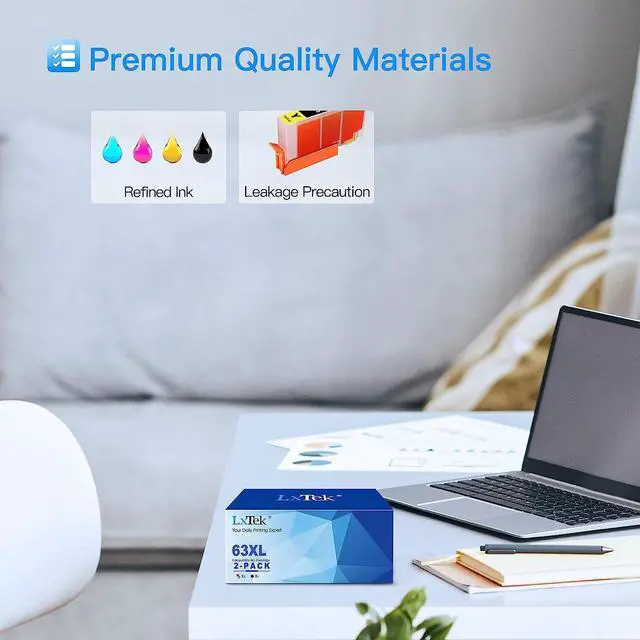 Alt view image 4 of 7 - LxTek Remanufactured Ink Cartridge Replacement  63 63XL Compatible with HP Officejet 5255 5258 5260 3830 Envy 4520 4516 DeskJet 1112 2132 3632 Printer Tray, 2 Pack (1 Black, 1 Tri-Color)