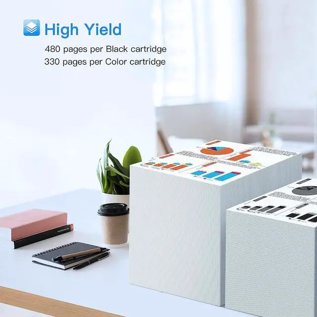 Alt view image 3 of 7 - LxTek Remanufactured Ink Cartridge Replacement  63 63XL Compatible with HP Officejet 5255 5258 5260 3830 Envy 4520 4516 DeskJet 1112 2132 3632 Printer Tray, 2 Pack (1 Black, 1 Tri-Color)