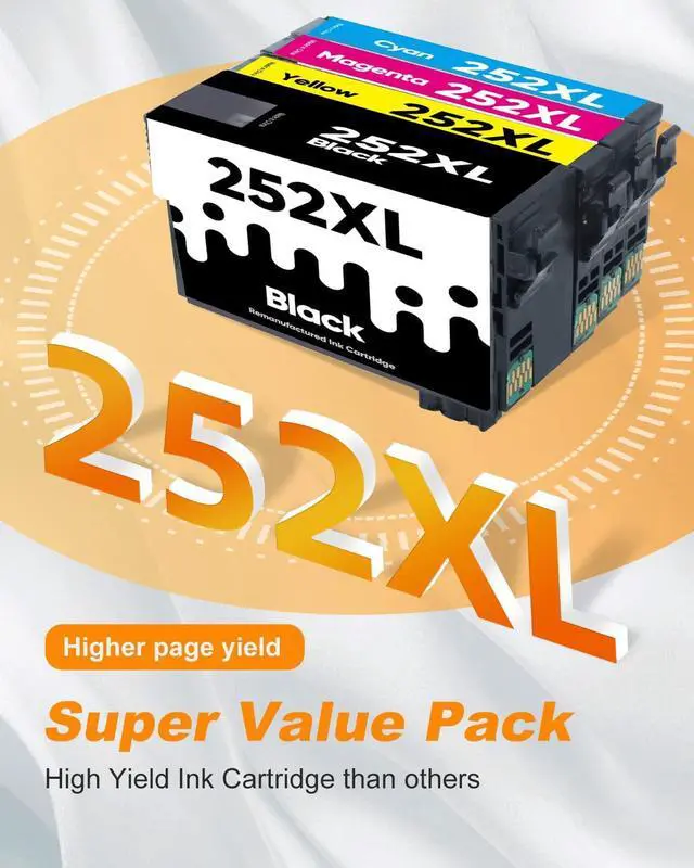 Alt view image 4 of 6 - 252XL Ink Cartridges Remanufactured for Epson 252 Ink Cartridges Remanufactured for Epson 252XL, 252 XL Works with Epson Workforce WF-3640 WF-7720 WF-3620 WF-7710 WF-7620 WF-7610 WF-7210(4 Packs)