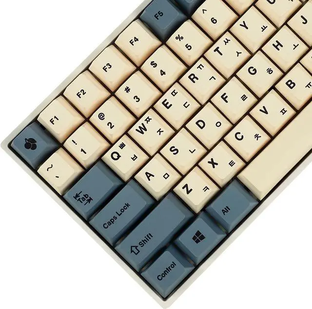 Main image of 145 Apricot Yellow Korean Dye-Sub Mac Keycaps Thick PBT Cherry Profile Key caps for TKL 61 64 68 75 87 96 104 108 GMMK MX Mechanical Keyboard