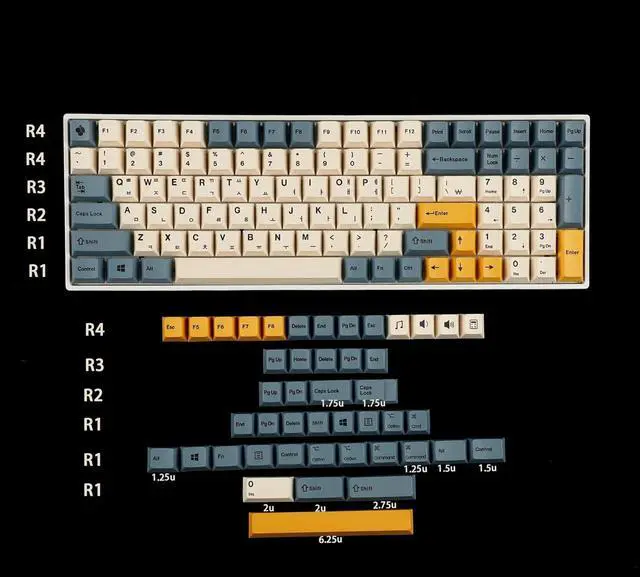 Alt view image 2 of 7 - 145 Apricot Yellow Korean Dye-Sub Mac Keycaps Thick PBT Cherry Profile Key caps for TKL 61 64 68 75 87 96 104 108 GMMK MX Mechanical Keyboard