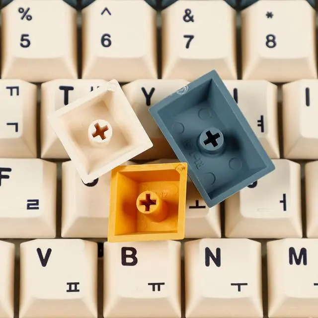 Alt view image 7 of 7 - 145 Apricot Yellow Korean Dye-Sub Mac Keycaps Thick PBT Cherry Profile Key caps for TKL 61 64 68 75 87 96 104 108 GMMK MX Mechanical Keyboard