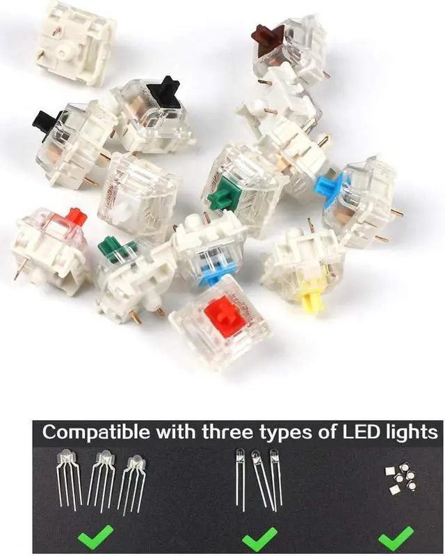 Alt view image 2 of 4 - Gateron Switches Mx Keyboard Switch 3pin SMD LED Underglow Led Compatible for MX Mechanical Keyboards Transparent Cover White Base (SMD Yellow 88 PCS)