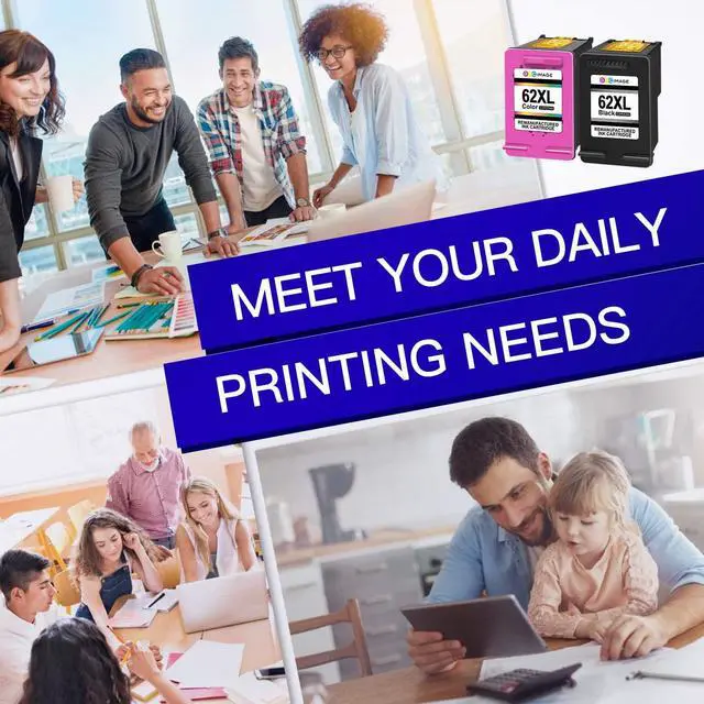 Alt view image 7 of 7 - GPC Image Remanufactured Ink Cartridge Replacement  62XL 62 XL Compatible for Envy 5540 7645 5642 5542 5643 5640 7644 7643 OfficeJet 5740 200 5745 5741 Printer Tray (1 Black 1 Tri-Color)