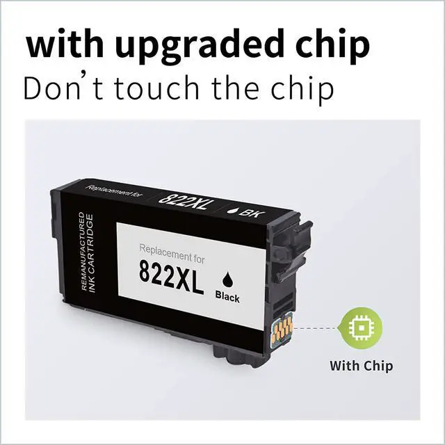 Alt view image 2 of 6 - 822XL Black 822 XL Ink Cartridges Remanufactured Replacement  822XL Ink Cartridges 822 XL Black for Workforce Pro WF-3820 WF-4830 WF-4820 WF-4833 WF-4834 (822XL Black 2 Pack)
