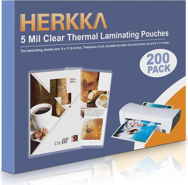HERKKA 200 Pack Laminating Sheets, Holds 8.5 x 11 Inch Sheets, 5 Mil Clear  Thermal Laminating Pouches 9 x 11.5 Inch Lamination Sheet Paper for  Laminator, Round Corner Letter Size 