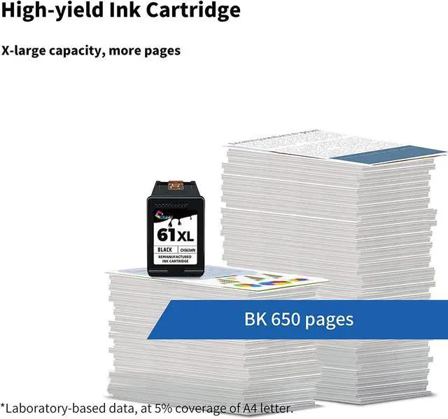 Alt view image 4 of 7 - Ubinki 61XL Ink Cartridges Black Replacement  Ink 61 XL HP61 HP61XL for Envy 4500 5530 4502 4501 5535 5534 DeskJet 2540 1000 1055 1010 1510 3050 3510 OfficeJet 4630 4635 Printer (2-Pack)