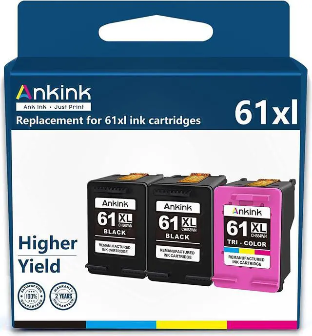 Main image of Ankink 61XL Ink Cartridge Black Color Combo Pack Replacement  Ink 61 HP61 XL HP61XL for Envy 4500 5530 4502 5535 5534 OfficeJet 4630 4635 DeskJet 2540 1000 1010 1055 1510 3050 3510 Printer