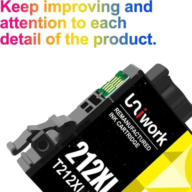 Alt view image 2 of 7 - Uniwork Remanufactured Ink Cartridge Replacement  212XL 212 XL T212XL T212 to use with XP-4100 XP-4105 WF-2830 WF-2850 Printer Tray (Black, Cyan, Magenta, Yellow, 4 Pack)