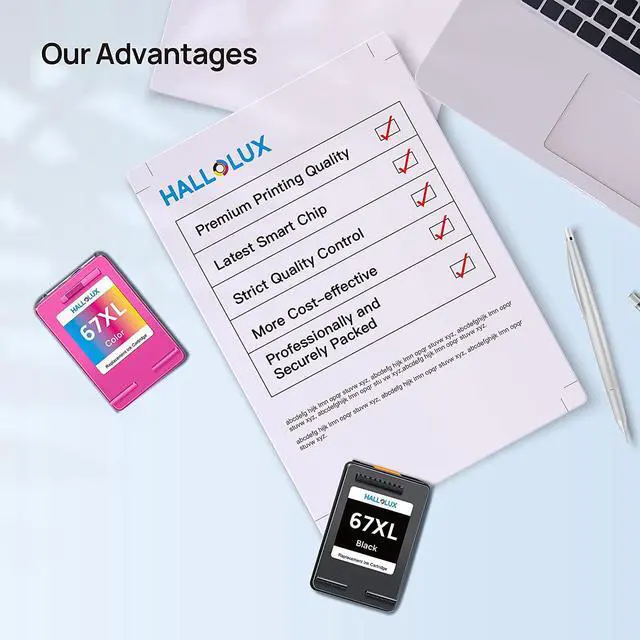 Alt view image 5 of 5 - 67XL Ink Cartridge Remanufactured Replacement for 67 67XL Ink Cartridges Black Color Combo Pack for Envy 6000 6055e 6400e 6455e 6458e DeskJet 2755e 2700 4100 4155e Printer (1 Black, 1 Tri-Color)