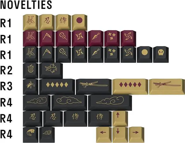 Alt view image 3 of 3 - DROP + Redsuns GMK Red Samurai Custom Mechanical Keyboard Novelty Keycap Set - 39-Keys, Doubleshot ABS, Cherry Profile (Red, Novelties) MDX-35037-8