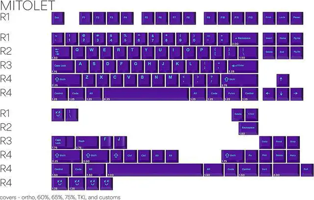 Alt view image 4 of 4 - DROP + MiTo GMK Pulse Custom Mechanical Keyboard Keycap Set - 125-keys, Doubleshot, Cherry Profile, for 40%, 60%, 65%, and TKL Layouts, etc. (Mitolet),Turquoise