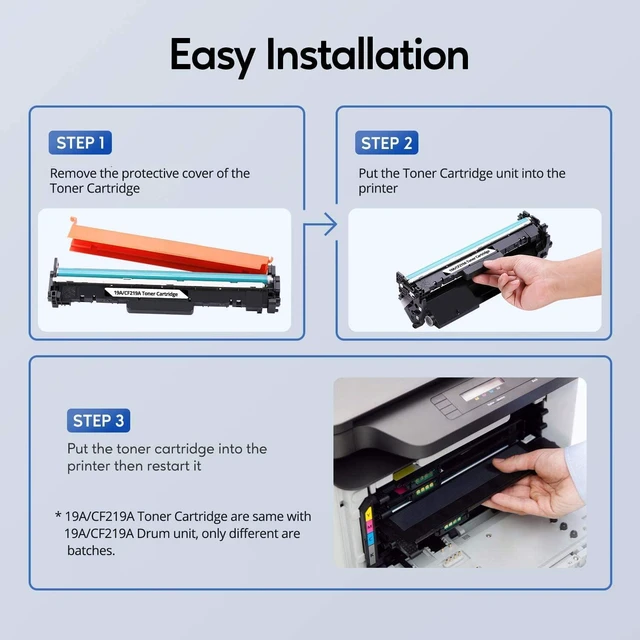 Alt view image 3 of 6 - Black Drum 19A Compatible Drum Unit Replacement for HP 19A CF219A Work with Pro MFP M130fw M130nw M130fn M130a M102w M102a M130 M102 Printer (NO-Toner)
