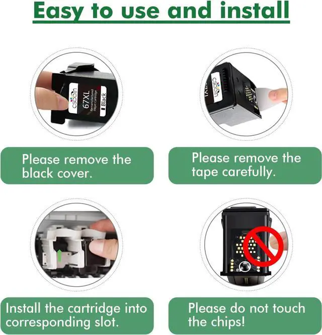 Alt view image 6 of 7 - Remanufactured Ink Cartridges Ink 67 67XL,Black Printer Ink Replacement Combo Pack Envy 6055 6052 6075 Envy Pro 6452 6455 6458 Deskjet 2732 2752 2755 Deskjet Plus 4155 4152 4140