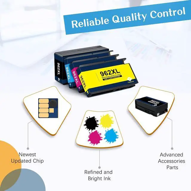 Alt view image 6 of 7 - Remanufactured Ink Cartridge Replacement 962XL 962 XL OfficeJet Pro 9015 9025 9010 9018 9020 9012 Printer HP962 962 XL 962XL Ink (4 Combo Pack)