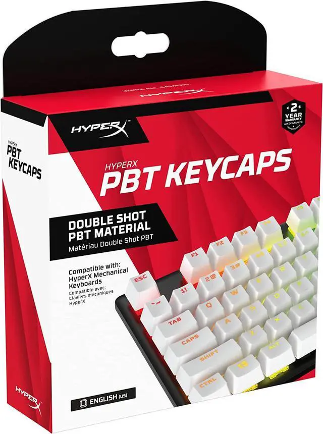Main image of HyperX PBT Keycaps Full Key Set, Double Shot PBT 104 Keys White - 519T5AA