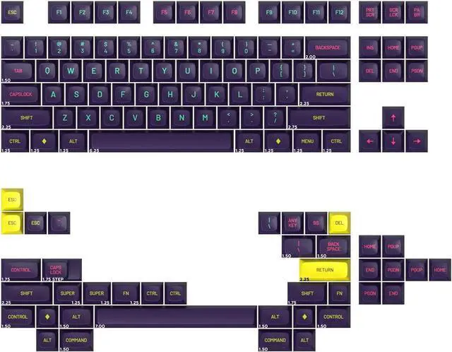 Main image of DROP + MiTo MT3 Cyber Custom Keycap Set, ABS Hi-Profile Keycaps, Doubleshot Legends, MX Style Covers HHKB, 60%, 65%, and TKL Keyboards (Base Kit)