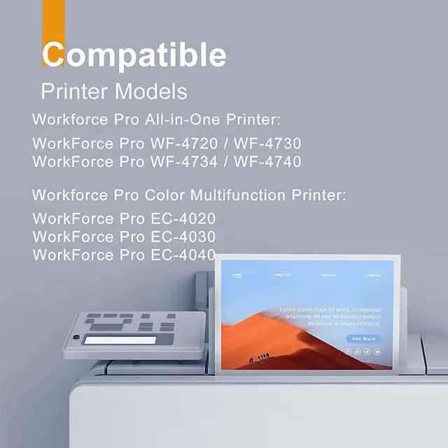 Alt view image 2 of 7 - 802XL Ink Cartridges Combo Pack Remanufactured Repalcement  802XL T802XL 802 XL Ink for Workforce WF-4730 WF-4734 WF-4740 WF-4720 EC-4020 EC-4030 EC-4040 Printer 4 Pack 802 Ink Cartridges