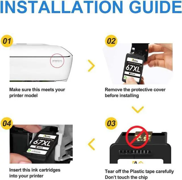 Alt view image 5 of 7 - FACMS Remanufactured Ink Cartridge Replacement 67 67XL for Envy 6052 6058 6075 DeskJet 2732 2755 DeskJet Plus 4152 4155 4158 Printer (2 Black)