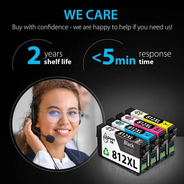 Alt view image 6 of 7 - Smart Ink Remanufactured Ink Cartridge Replacement  812 XL 812XL T812XL to use with Workforce Pro WF-7820 WF-7840 Workforce EC-C7000 (BK & C/M/Y, 4 Combo Pack)