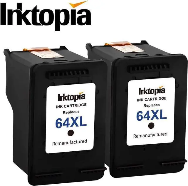 Alt view image 7 of 7 - Inktopia Remanufactured Ink Cartridge Replacement  64XL 64 XL  Envy Photo 7858 7855 7155 6255 6220 7120 6232 6255 7158 7164 Envy 5542 Tango X Terra Printer (2 Black)
