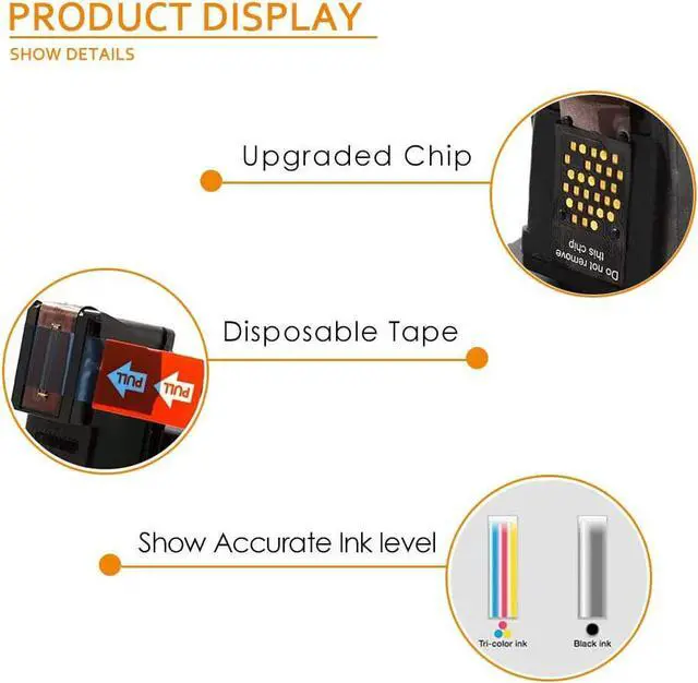Alt view image 2 of 6 - Inktopia Remanufactured Ink Cartridge Replacement  62XL 62 XL  Envy 7640 5660 5540 5640 5642 7645 Officejet 5740 5741 8040 OfficeJet 200 250 Mobile Printer (1 Black 1 Tri-Color)