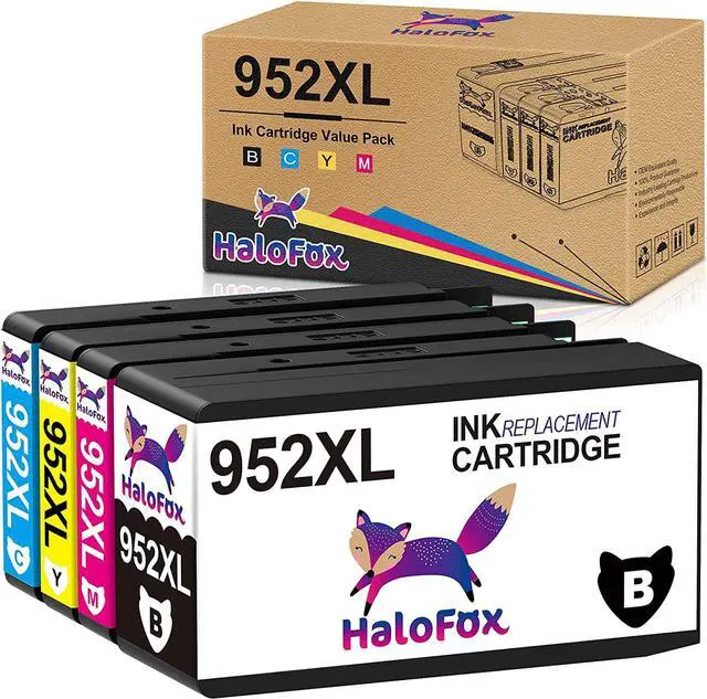 Main image of HaloFox Remanufactured Ink-Cartridge Replacement  952 XL 952XL with Updated Chips  OfficeJet Pro 8710 8720 7720 7740 8740 8715 8730 8725 8702 8216 8210 Printer Ink (4-Pack)