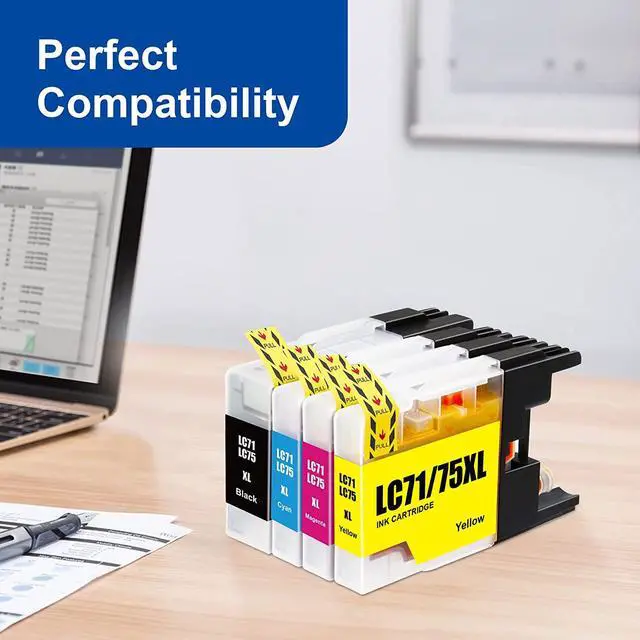 Alt view image 4 of 4 - LC75XL High Yield Compatible Ink Cartridge Replacement  LC75 LC71 LC79 XL Ink cartridges to Use with MFC-J6510DW MFC-J6710DW MFC J6910DW J280W (1 Black, 1 Cyan, 1 Magenta, 1 Yellow) 4 Pack