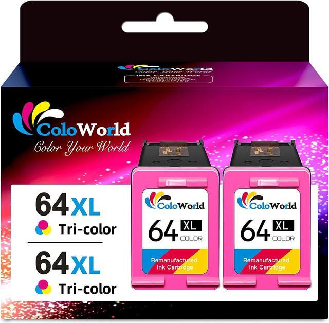 Main image of ColoWorld  64XL Color Ink Cartridges, 64 64XL Color Ink Cartridge  Printer, Compatible for Envy Photo 7855 7155 7858 6255 7164 6222 6230 7830 7864, Inspire 7255e 7955e 7900e, Tango Printer
