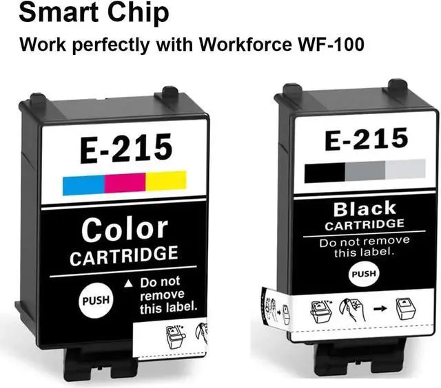 Alt view image 2 of 4 - YLULEFFA 215 Ink Cartridges T215 Remanufactured for WF-100 WF-110 wf110 wf100 Printer, Pigment 5-Pack: 3 Black, 2 Color