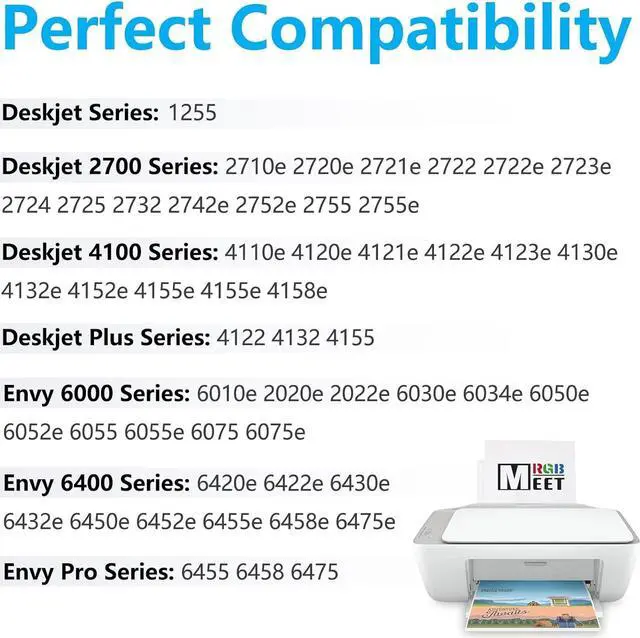 Alt view image 2 of 6 - MeetRGB Remanufactured  Ink 67 XL 67XL Ink Cartridge Replacement  DeskJet 2700 2752 2755 2732 1255 Deskjet Plus 4100 4100e 4140 4158 ENVY 6000 6055 6052 ENVY Pro 6400 6455 6458 black color