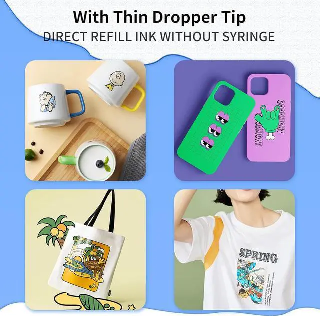 Alt view image 4 of 6 - Welacer DTF Ink Premium 6x100ml Heat Transfer Ink Conversion Kit Refill  L1800, R2400, L800, 1430, P400,P800,R2000,XP-15000 All DTF Printers,for DTF Film(White Cyan Magenta Yellow Black)