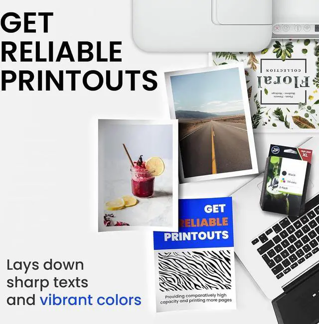 Alt view image 4 of 7 - 62XL Black/Tri-Color Ink Cartridges Replacement  62 Ink 62XL Combo (2 Pack) for Envy 5640 5660 5540 7640 5661 5542 5642 5643 5661 7645, for OfficeJet 200 250 5740 5741 5745 5746 Printer