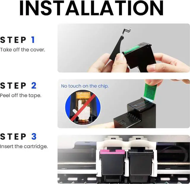 Alt view image 5 of 7 - 62XL Black/Tri-Color Ink Cartridges Replacement  62 Ink 62XL Combo (2 Pack) for Envy 5640 5660 5540 7640 5661 5542 5642 5643 5661 7645, for OfficeJet 200 250 5740 5741 5745 5746 Printer