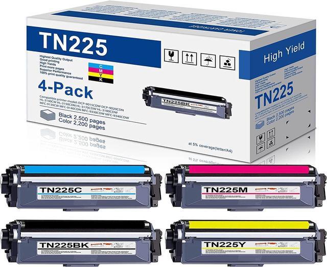 TN225 High Yield Toner Cartridge 4 Pack, TN225BK TN225C TN225M