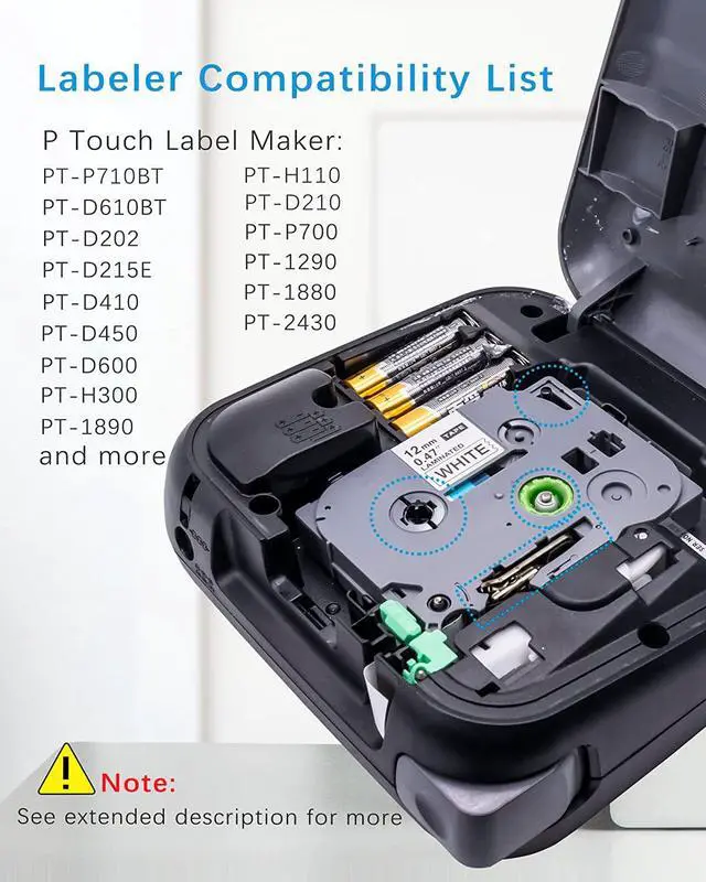 Alt view image 2 of 7 - Aitaperste Compatible Tape Replacement for Brother TZe-231 TZe TZ Tape 12mm 0.47 Laminated White Compatible with Ptouch Label Maker PT-H110 PT-D210 PT-1290 PT-D600 PT-P700 PT-D450, 26.2 Feet, 4 Pack