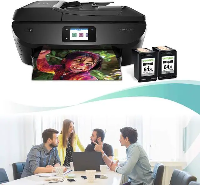Alt view image 3 of 7 - GREENBOX Remanufactured Ink Cartridge Replacement  64 XL 64XL High-Yield  Envy Photo 7855 7155 6255 6230 6252 6258 7120 6220 7130 7132 7158 7164 7820 7830 7858 7864 7800 Printer (2 Black)