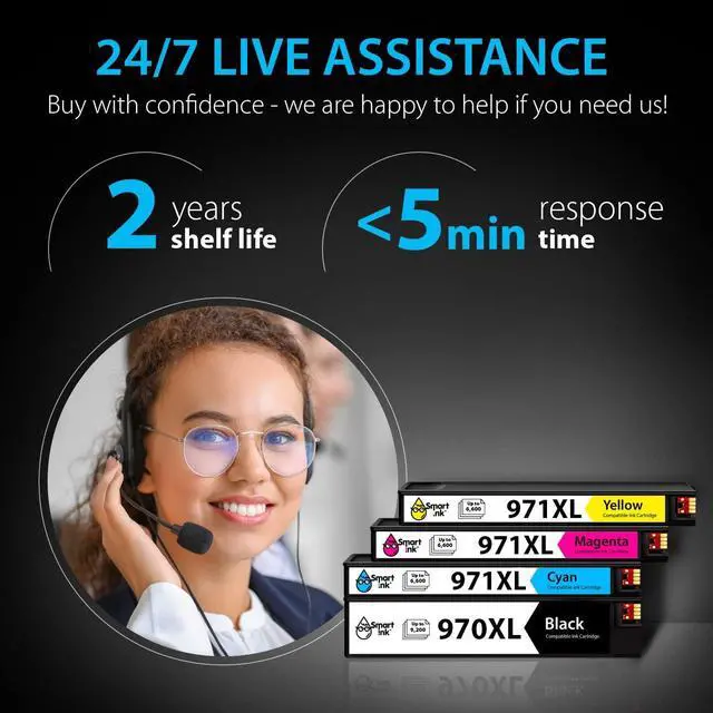 Alt view image 5 of 7 - Smart Ink Compatible Ink Cartridge Replacement  970 XL 971 XL 970XL 971XL Filled with Kodak Ink (Black & Cyan/Magenta/Yellow 4 Pack) to use with Officejet Pro X451dn X476dn MFP X576dw X476dw