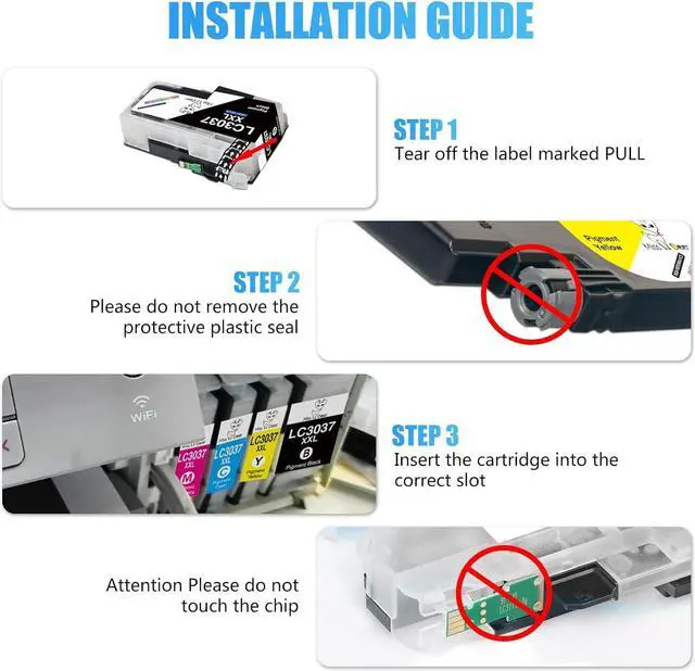Alt view image 4 of 7 - Miss Deer LC3037 Compatible Ink Cartridges Replacement  LC3037 LC3037XXL LC3039, High Yield use with MFC-J6945DW MFC-J5845DW XL MFC-J5945DW MFC-J6545DW XL,8 Pack (2BK/2C/2M/2Y)