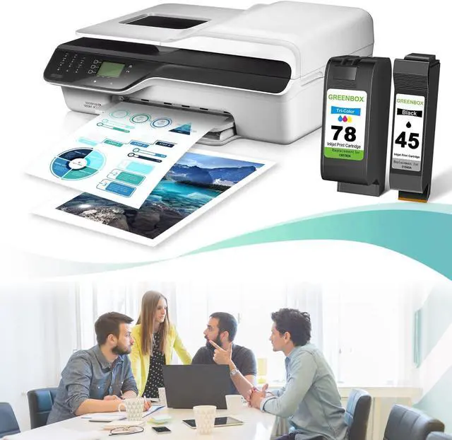 Alt view image 4 of 6 - GREENBOX Remanufactured 45 78 High-Yield Ink Cartridge Replacement  45 78 51645 51645A C6578AN C6578DN for Color Copier 180 Deskjet 1100C 1220C 6122 930C 970C 990C Printer (1 Black 1 Tri-Color)