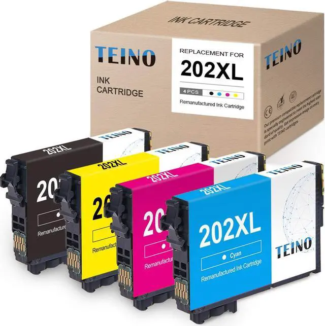Main image of TEINO Remanufactured Ink Cartridge Replacement  202XL 202 XL T202XL use with Epson Workforce WF-2860 Expression Home XP-5100 (Black, Cyan, Magenta, Yellow, 4-Pack)