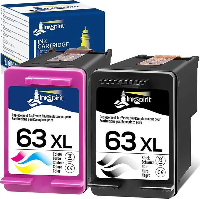 Main image of InkSpirit 63XL Remanufactured Ink Cartridge Replacement  63 XL Combo Pack for OfficeJet 5200 5212 5255 3830 4652 4650 for DeskJet 3630 2130 1112 for Envy 4520 4512 Printers(1 Black 1 Color)