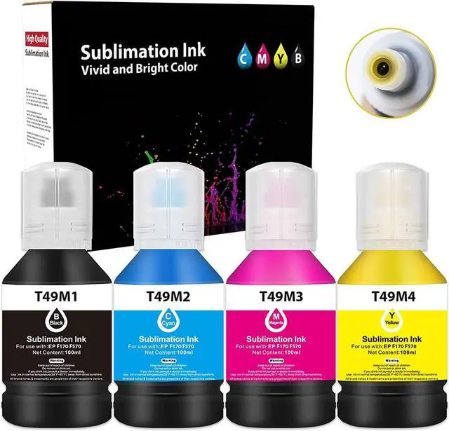 Main image of 4x140ml T49M Autofill Sublimation Ink  SureColor F170 F570 Dye-Sublimation PrinterT49M1 T49M2 T49M3 T49M4 4 Pack