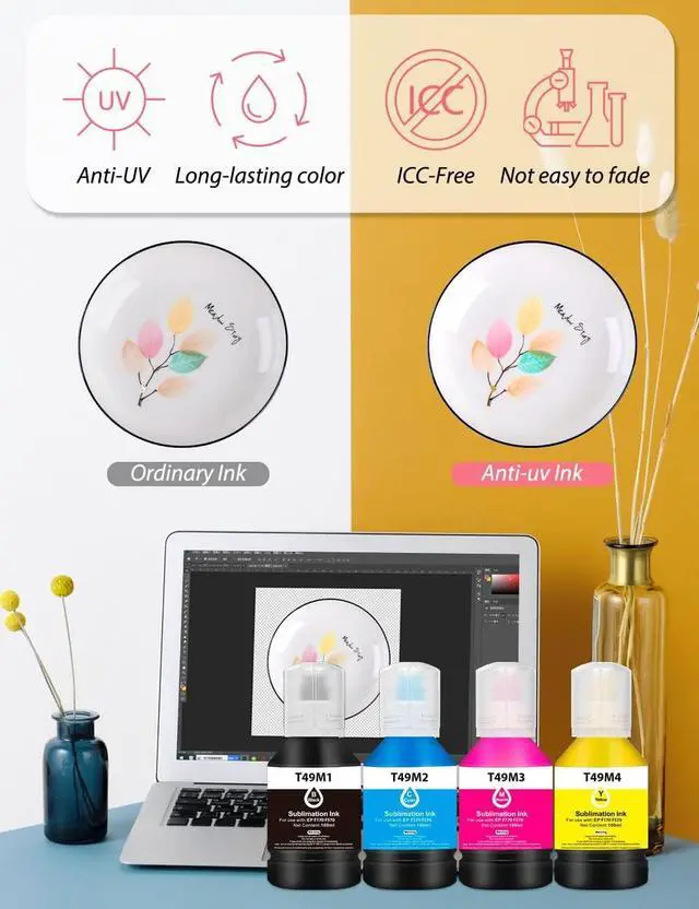 Alt view image 6 of 6 - 4x140ml T49M Autofill Sublimation Ink  SureColor F170 F570 Dye-Sublimation PrinterT49M1 T49M2 T49M3 T49M4 4 Pack
