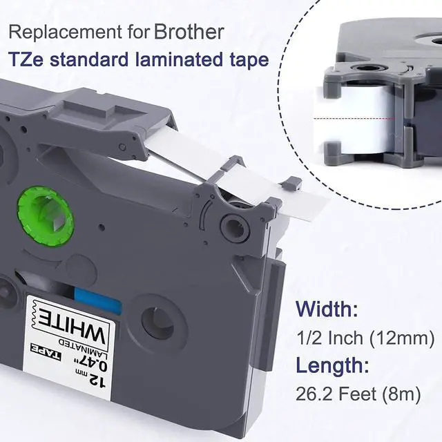 Alt view image 3 of 7 - Ptouch Label Maker Tape 12mm 0.47 White Replacement for Brother P Touch TZe-231 TZ231 Tze231 Laminated Tape for Brother P-Touch PT-D210 PT-H110 PT-D400 PT-D600 Label Maker, Black on White, 5 Pack