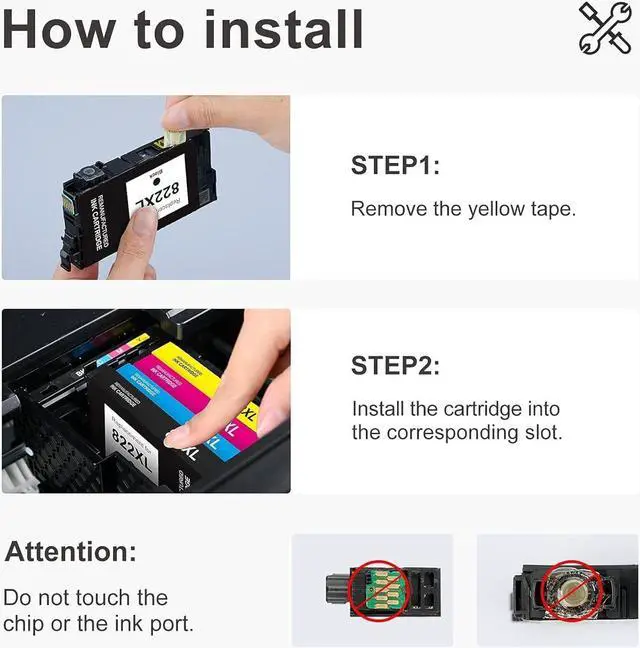 Alt view image 2 of 7 - LemeroUtrust 822XL Remanufactured Ink Cartridge Replacement  822XL 822 XL T822XL use with Epson Workforce Pro WF-4830 WF-3820 WF-4820 WF-4833 WF-4834 (Black Cyan Magenta Yellow, 4-Pack)